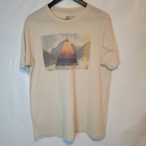 Quiksilver Cream Short-Sleeve Graphic Tee with Sunset Triangle